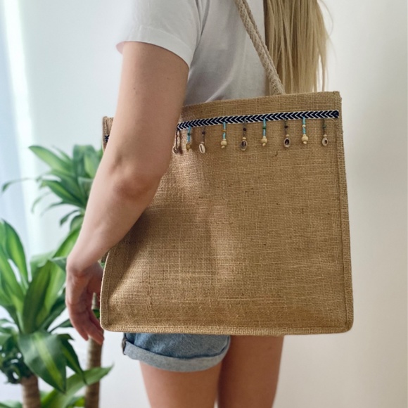 Handmade Bag|Hand knitted bag |shoulder bag|Summer bag|Wicker Bag - Picture 6 of 6